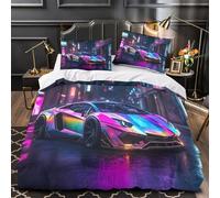 ZYGAOKDD Duvet Cover Set 3D Print Bedding Set Supercar Comforter Cover with Pillowcases Ultra Soft Microfiber Zipper 3 Pcs for Kids Teens Adults Single(140x200cm)