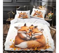 ZYGAOKDD Fox 3D Comforter Cover Set for Kids Boys Duvet Cover 3 Piece Set Youth Teens Bedding Set Quilt Cover with Zipper Closure Soft Microfiber Single(140x200cm)