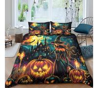 ZYGAOKDD Halloween Witch Duvet Cover Sets 3 PCS Hotel Quality Quilt Cover Bedding Set Bed Covers with Pillowcases with Zipper Closure Ultra Soft Anti Allergic Microfiber Double(200x200cm)