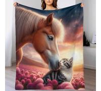 ZYGAOKDD Horse And Cat Print Fleece Throw Blanket 3D Printed Blanket Throws Travel/festival Gifts for Kids Girls Women 60x80inch(150x200cm)