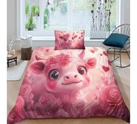 ZYGAOKDD Kids Boys Cute Highland Cow Baby Duvet Cover Bedding Set 3D Print Luxury Microfiber Modern Comforter Cover for Men Bedspread Cover with Pillow Sham Single(135x200cm)
