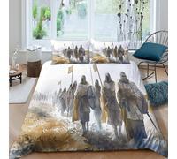ZYGAOKDD Medieval Knight Duvet Cover Sets with Pillowcase 3D Printed Soft Microfiber Bedding Set Quilt Cover with Hidden Zipper Closure Comforter Quilt for Teens And Adults Double（200x200cm）