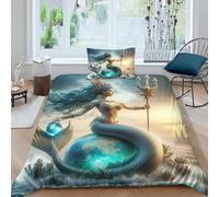 ZYGAOKDD Ocean Princess 3D Printed Quilt Cover Set 2 Pieces Bedding Soft Easy Care with Zipper Closure,Pillowcases for Kids Girls Boys Adults Bedroom Single(135x200cm)