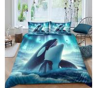 ZYGAOKDD Orca Duvet Cover Sets with Pillowcase 3D Printed Soft Microfiber Bedding Set Quilt Cover with Hidden Zipper Closure Comforter Quilt for Teens And Adults Double(200x200cm)