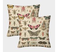 ZYGAOKDD Set of 2 Insect Illustrated Book Throw Pillow Covers 3D Print Cushion Case for Home Living Room Decor Decorative Throw Cushion Case 50x50cm