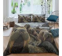 ZYGAOKDD Walrus 3D Comforter Cover Set for Kids Boys Duvet Cover 3 Piece Set Youth Teens Bedding Set Quilt Cover with Zipper Closure Soft Microfiber King(220x240cm)