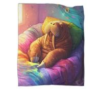 ZYGAOKDD Walrus Blanket Throw Kids Bedding 3D Print Boys Plush Fleece Bed Blanket Couch Sofa Blanket Throw 70x80inch(180x200cm)