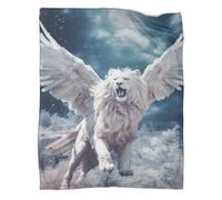 ZYGAOKDD White Lion Flannel Fleece Throw Blanket 3D Fleece Throws for Sofa Couch Bed, Decorative Soft Comfy Blankets 50x60inch(127x152cm)