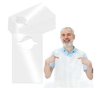 Zyghjort 200 Pack Disposable Bibs, 14x24 Inch Plastic Eating Bibs Lobster Crawfish Bib Clothing Protectors for Elderly Women Men, Waterproof & Oil Proof, Seniors Dignity Clothing Protection - White