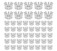 Zyghjort Mini Crown Charms, 50 Pcs Mini Charms for Crafts 3D Alloy King Crown Beads Large Hole Spacer Beads for DIY Jewelry Necklace Bracelet Making Supplies (Silver)