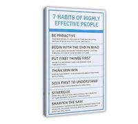 ZYGNBHL 7 Habits Of Highly Effective People Canvas Wall Art Print Poster For Home School Office Decor Frame 20x30inch