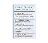 ZYGNBHL 7 Habits Of Highly Effective People Poster Wall Art Canvas Bedroom Decor Office Room Kitchen Decor Gift Unframe 12x18inch