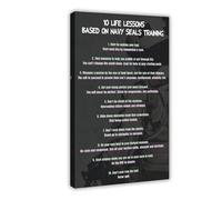 ZYGNBHL Admiral William H McRaven My 10 Life Lessons Poster Wall Art Canvas Bedroom Decor Office Room Kitchen Decor Gift Frame 12x18inch