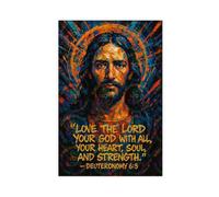 ZYGNBHL Deuteronomy 6∶5, Jesus' Teachings, Religious-beliefs Canvas Art Poster And Wall Art Picture Print Modern Family Bedroom Decor Unframe 12x18inch