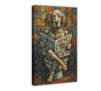 ZYGNBHL Dog Crossed Legs Art Funny Bathroom Wall Decor English Setter Toilet Canvas Poster for Room Aesthetics Canvas Wall Art Poster And Print Frame 12x18inc