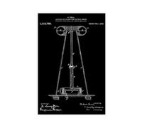 ZYGNBHL Energy Transmitter Nikola_Tesla Patent Black Poster Bedroom Canvas Decor Sports Landscape Office Room Decor Gift Unframe 16x24inch