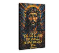 ZYGNBHL John 3∶16, Jesus' Teachings, Religious-beliefs Art Wall Decoration Poster Family Bar Restaurant Garage Cafe Art Sign Gift Frame 24x36inch