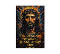 ZYGNBHL John 3∶16, Jesus' Teachings, Religious-beliefs Poster Wall Art Canvas Bedroom Decor Office Room Kitchen Decor Gift Unframe 24x36inch