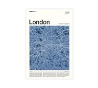 ZYGNBHL London Map Canvas Poster | Minimalist Modern | Wall Art | Kitchen | Bathroom Decor | Unframe 16x24inch