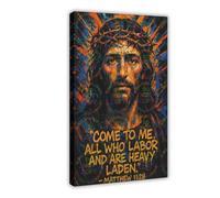 ZYGNBHL Matthew 11∶28, Jesus' Teachings, Religious-beliefs Poster Print for Teen Boys Room Canvas Wall Art Canvas Painting Print Frame 24x36inch