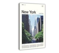 ZYGNBHL Midtown Manhattan, New York Canvas Poster | Minimalist Modern | Wall Art | Kitchen | Bathroom Decor | Frame 12x18inch