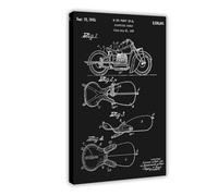 ZYGNBHL Motorcycle Saddle Patent Design Black Poster Bedroom Canvas Decor Sports Landscape Office Room Decor Gift Frame 20x30inch