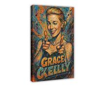 ZYGNBHL Movie Actress Grace_Kelly Cute Action Canvas Wall Art Print Poster For Home School Office Decor Frame 24x36inch