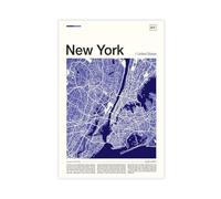ZYGNBHL New York Map Canvas Poster | Minimalist Modern | Wall Art | Kitchen | Bathroom Decor | Unframe 24x36inch