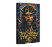 ZYGNBHL Psalm 23∶4, Jesus' Teachings, Religious-beliefs Poster Print for Teen Boys Room Canvas Wall Art Canvas Painting Print Frame 12x18inch