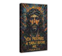 ZYGNBHL Psalm 23∶5, Jesus' Teachings, Religious-beliefs Poster Wall Art Canvas Bedroom Decor Office Room Kitchen Decor Gift Frame 12x18inch
