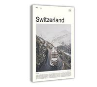 ZYGNBHL Switzerland, Swiss Alps Art Wall Decor Poster | Minimalist Modern | Home Bar | Garage | Cafe | Frame 20x30inch