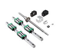 ZYGPH 2Pcs HGR20-200mm Linear Rail + 1PCS SFU/RM1605-250mm Anti-Backlash Ballscrew with BF12/BK12 Kit, DSG16H Nut Housing, Coupling, Slide Blocks Linear Guide Rail Ball Screw Set for CNC DIY