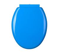 ZYGPH Blue Round Toilet Seat with Slow Close Hinges Non-Slip Bumpers Easy Install & Clean Durable Plastic 36.5 x 46cm (14.34 x 17.9in) - Ideal for Modern Bathrooms
