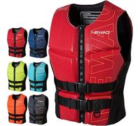ZYGPH Life Jackets Adults Neoprene Buoyancy Aid Adjustable Swimming Life Vest Kayaking Paddle Board Life Jacket Swim Float Vest for Kayak Fishing Surfing Diving Water Sport, 2XL 75-80kg,Red