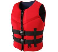 ZYGPH Neoprene Life Jacket Adult Kids Swim Vest Portable Swim Jacket Buoyancy Aid Vest Adjustable Lifejacket for Water Sports, Fishing, Paddle Board, Kayak, Surfing, Boating, XL 78-90KG,Red
