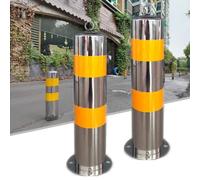 ZYGPH Parking Bollard, Fixed Parking Bollard, Fixed Parking Safety Bollard Metal Parking Barrier Reflective Tape with Loop, Easy To Install,2pck