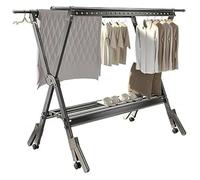 ZYGPH Portable Folding Clothes Drying Rack,Collapsible Movable Laundry Airer, Large Capacity With Wheels Mobile For Indoor/Outdoor Use
