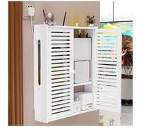 ZYGPH Wall-Mounted Router Storage Box, WiFi Set-Top Box Organizer with Cable Management, No-Drill Installation, PVC Shelf for Wireless Router & TV Components(42x10x50cm)