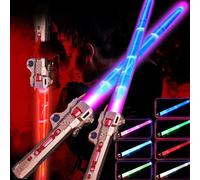 ZYGSEVE Light Saber for Kids - LED Colour Changing Lightsaber Toys With 7 Colors and FX Sounds - Extendable Light Sabers for Halloween Fancy Dress Parties, (2Red)