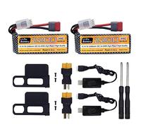 ZYGY 2PCS 11.1V 2200mAh 35C 3S Lipo Battery T-Plug with USB Charging Cable for MJX H16P H16E H16GT H16BM H16PL 14301 HP161S HP163S HP141 HP141S RC Car High Speed Drift Toy Car Upgrade Battery