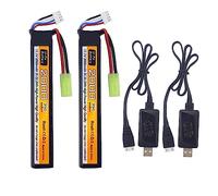ZYGY 2PCS 11.1V 35C 2000mAh lithium Battery Odamiya Plug with USB Charging Cable for Airsoft Model Gun Rifle Remote Control Car Drone Battery