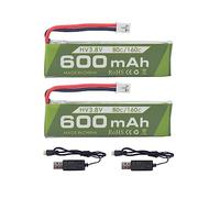 ZYGY 2PCS 1S 3.8V 80C 600mAh Li-Po Battery JST PH-2.0 Plug Connector with USB Charging Cable for Cinewhoop Tinyhawk Micro FPV Racing Drone RC Airplane Battery