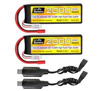 ZYGY 2PCS 2S Lipo Battery 7.4V 2000mAh 35C with 3.5mm Banana Head Plug with USB Charging Cable for RC Car Truck RC Boat RC Quadcopter FPV Drone Battery