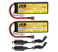 ZYGY 2PCS 2S Lipo Battery 7.4V 2000mAh 35C with T-plug with USB charging cable for RC Car Truck RC Boat RC Quadcopter FPV Drone Battery
