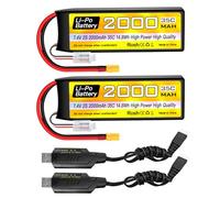 ZYGY 2PCS 2S Lipo Battery 7.4V 2000mAh 35C with XT30 Plug with USB Charging Cable for RC Car Truck RC Boat RC Quadcopter FPV Drone Battery