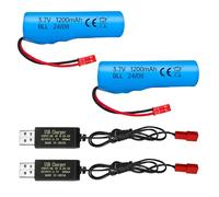 ZYGY 2PCS 3.7V 1200mAh Li-ion Battery with USB Charging Cable for HJ819 DE819 RC Boat Huina 1337 1338 1516 1517 RC Engineering Vehicle RC Toy Car Battery