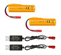 ZYGY 2PCS 3.7V 3000mAh JST Plug Li-ion Battery with USB Charging Cable for HJ819 DE819 RC Boat Huina 1337 1338 1516 1517 1552 1554 1558 RC Engineering Car Drift Truck Truck Toy Off-road Racing Car