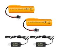ZYGY 2PCS 3.7V 3000mAh Li-ion Battery with SM-2P Plug with USB Charging Cable Suitable for DE42 DE44 DE45 DE68 RC Car. Drift Car. Trucks. Toy Off-Road Racing Car