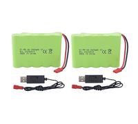 ZYGY 2PCS 6.0V 2800mah AA Battery JST-2P plug with USB charging cable for the New Huina 540 Dump 520 RC Bulldozer and 510 Excavator 540 Construction Vehicle Truck Tank Stunt Toy RC Car Battery