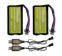 ZYGY 2PCS 7.4V 3000mah 15C 2S Li-ion Battery with SM-3P Plug with USB Charging Cable for DE43 DE60 9500E 9309E Control Car Model Car Truck Huina 1575 RC Engineering Vehicle RC Toy Car Battery